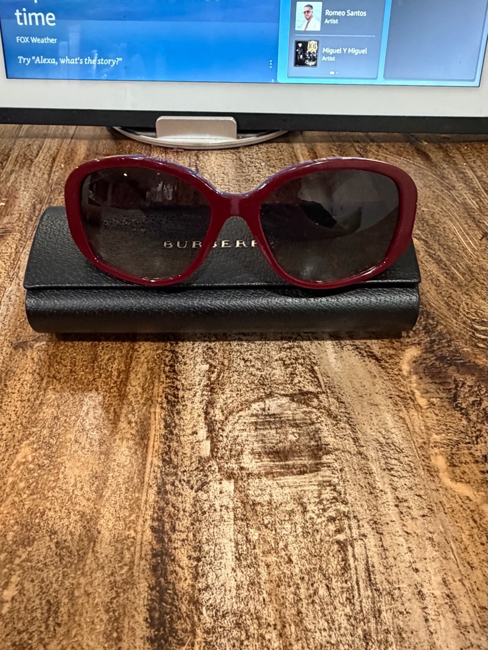 Burberry Burgundy Round Oversized Women's Sunglasses - Picture 10 of 15